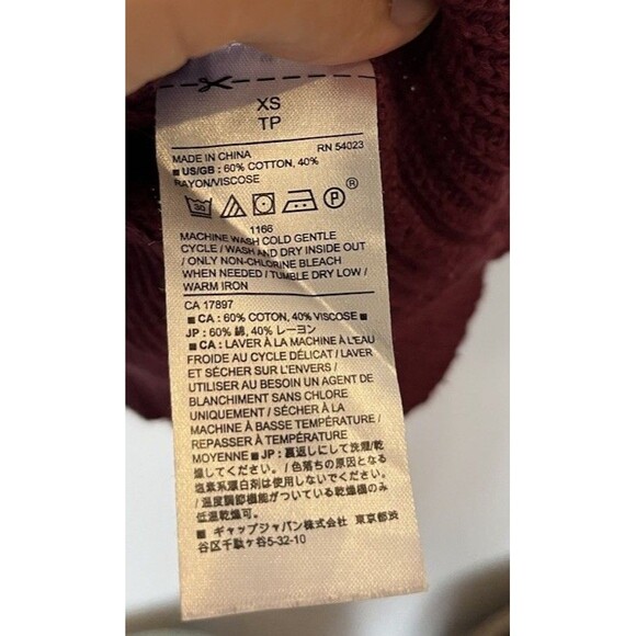 Banana Republic Maroon/Burgundy Oversized Crew Neck Knit Sweater Size XS - Picture 6 of 8
